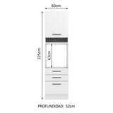 Mueble Microondas Agata Blanco 60x225cm con Tres Cajones y con Patas - ALACENAS Y MUEBLES MICROONDAS | Bylmo