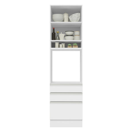 Mueble Microondas Glamy Blanco 60x225cm con Tres Cajones y con Patas - ALACENAS Y MUEBLES MICROONDAS | Bylmo