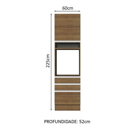 Mueble Microondas Glamy Marron 60x225cm con Tres Cajones y con Patas - ALACENAS Y MUEBLES MICROONDAS | Bylmo