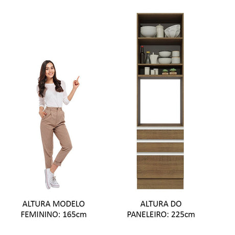 Mueble Microondas Glamy Marron 60x225cm con Tres Cajones y con Patas - ALACENAS Y MUEBLES MICROONDAS | Bylmo