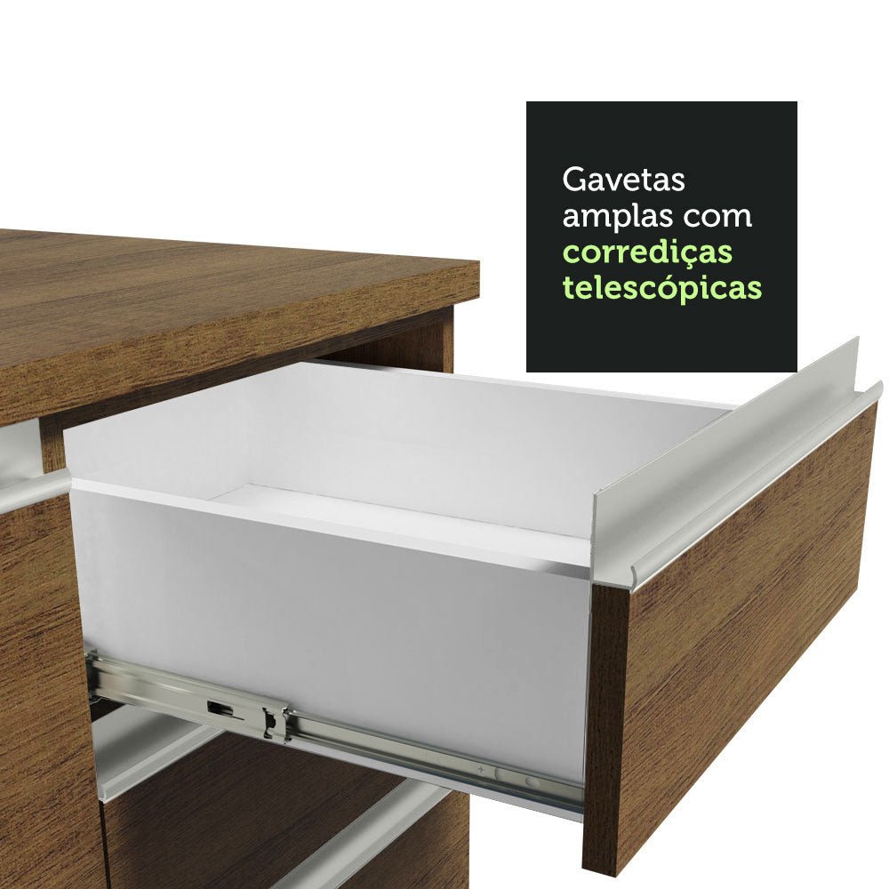 Mueble Microondas Glamy Marron 60x225cm con Tres Cajones y con Patas - ALACENAS Y MUEBLES MICROONDAS | Bylmo