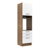 Mueble Microondas Agata Marron y Blanco 60x225cm con Tres Cajones y con Patas - ALACENAS Y MUEBLES MICROONDAS | Bylmo