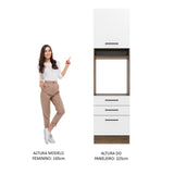 Mueble Microondas Agata Marron y Blanco 60x225cm con Tres Cajones y con Patas - ALACENAS Y MUEBLES MICROONDAS | Bylmo