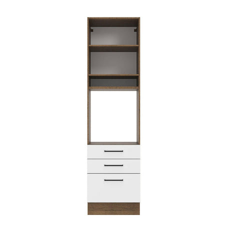 Mueble Microondas Agata Marron y Blanco 60x225cm con Tres Cajones y con Patas - ALACENAS Y MUEBLES MICROONDAS | Bylmo
