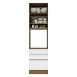 Mueble Microondas Glamy Marron y Blanco 60x225cm con Tres Cajones y con Patas - ALACENAS Y MUEBLES MICROONDAS | Bylmo