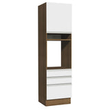 Mueble Microondas Glamy Marron y Blanco 60x225cm con Tres Cajones y con Patas - ALACENAS Y MUEBLES MICROONDAS | Bylmo