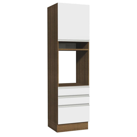 Mueble Microondas Glamy Marron y Blanco 60x225cm con Tres Cajones y con Patas - ALACENAS Y MUEBLES MICROONDAS | Bylmo
