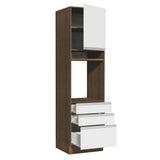 Mueble Microondas Glamy Marron y Blanco 60x225cm con Tres Cajones y con Patas - ALACENAS Y MUEBLES MICROONDAS | Bylmo