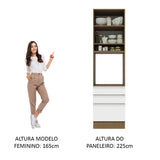 Mueble Microondas Glamy Marron y Blanco 60x225cm con Tres Cajones y con Patas - ALACENAS Y MUEBLES MICROONDAS | Bylmo