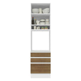 Mueble Microondas Glamy Blanco y Marron 60x225cm con Tres Cajones y con Patas - ALACENAS Y MUEBLES MICROONDAS | Bylmo