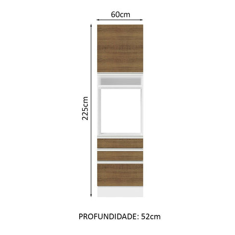 Mueble Microondas Glamy Blanco y Marron 60x225cm con Tres Cajones y con Patas - ALACENAS Y MUEBLES MICROONDAS | Bylmo