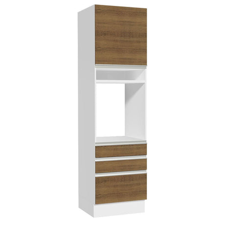 Mueble Microondas Glamy Blanco y Marron 60x225cm con Tres Cajones y con Patas - ALACENAS Y MUEBLES MICROONDAS | Bylmo