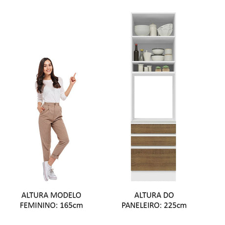 Mueble Microondas Glamy Blanco y Marron 60x225cm con Tres Cajones y con Patas - ALACENAS Y MUEBLES MICROONDAS | Bylmo
