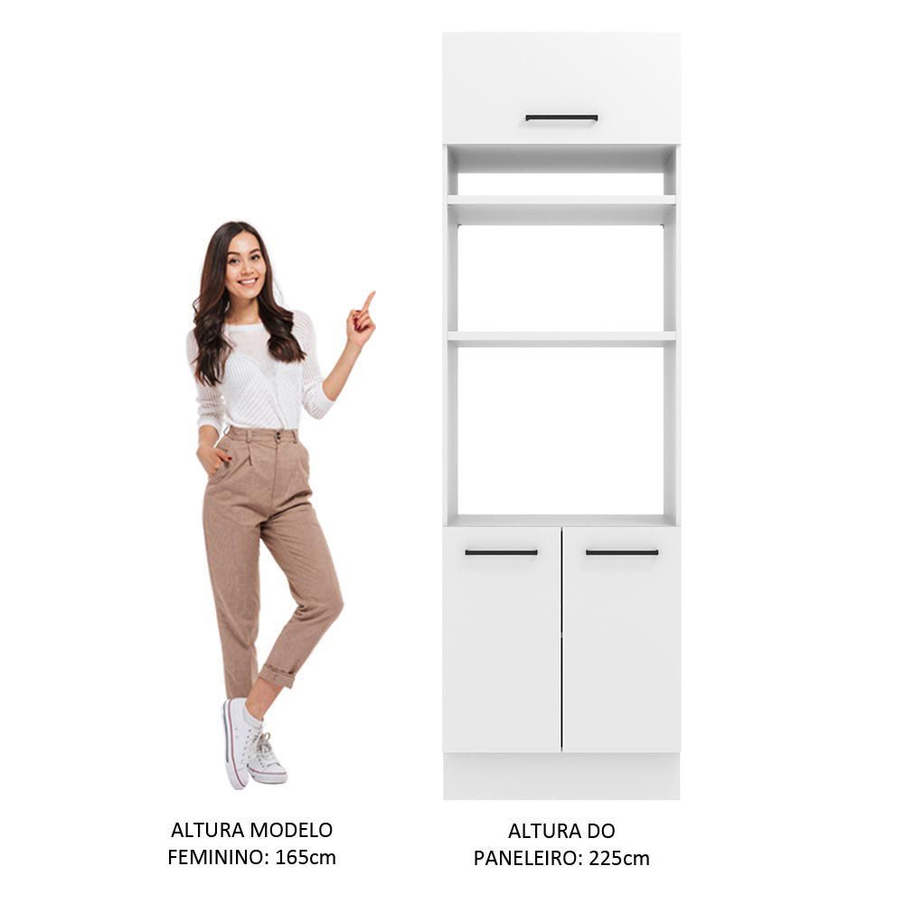 Mueble Microondas Agata Blanco 70x225cm sin Cajones y con Patas - ALACENAS Y MUEBLES MICROONDAS | Bylmo