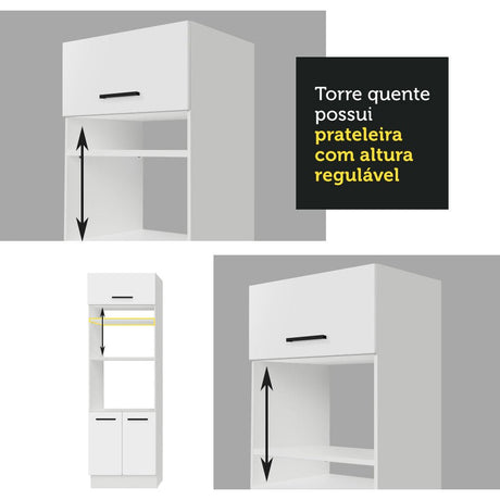 Mueble Microondas Agata Blanco 70x225cm sin Cajones y con Patas - ALACENAS Y MUEBLES MICROONDAS | Bylmo