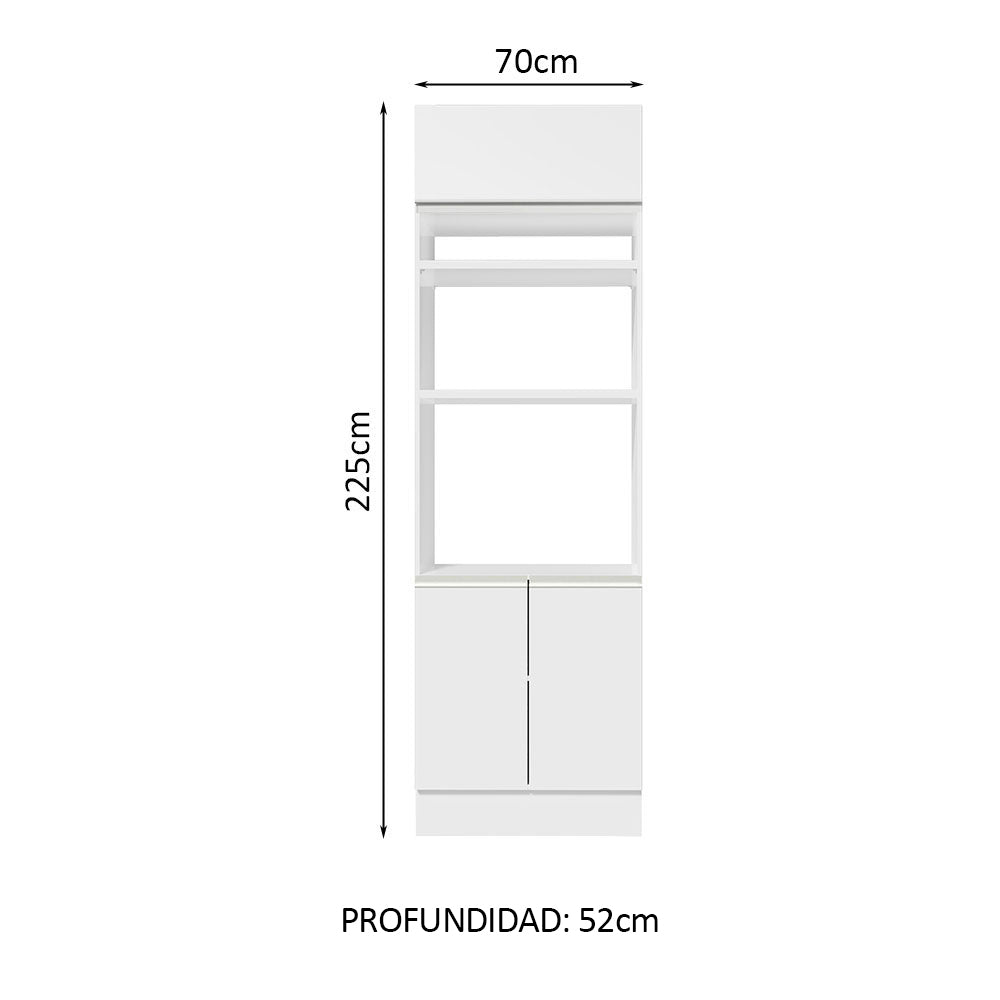 Mueble Microondas Glamy Blanco 70x225cm sin Cajones y con Patas - ALACENAS Y MUEBLES MICROONDAS | Bylmo