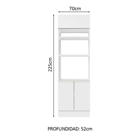 Mueble Microondas Glamy Blanco 70x225cm sin Cajones y con Patas - ALACENAS Y MUEBLES MICROONDAS | Bylmo