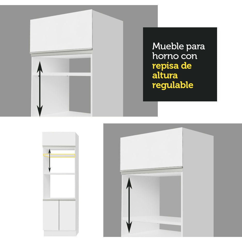 Mueble Microondas Glamy Blanco 70x225cm sin Cajones y con Patas - ALACENAS Y MUEBLES MICROONDAS | Bylmo