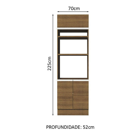 Mueble Microondas Glamy Marron 70x225cm sin Cajones y con Patas - ALACENAS Y MUEBLES MICROONDAS | Bylmo