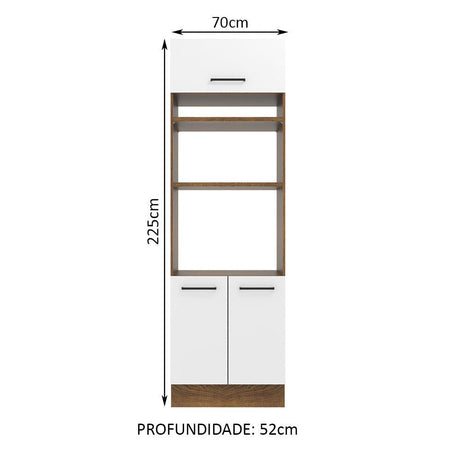 Mueble Microondas Agata Marron y Blanco 70x225cm sin Cajones y con Patas - ALACENAS Y MUEBLES MICROONDAS | Bylmo