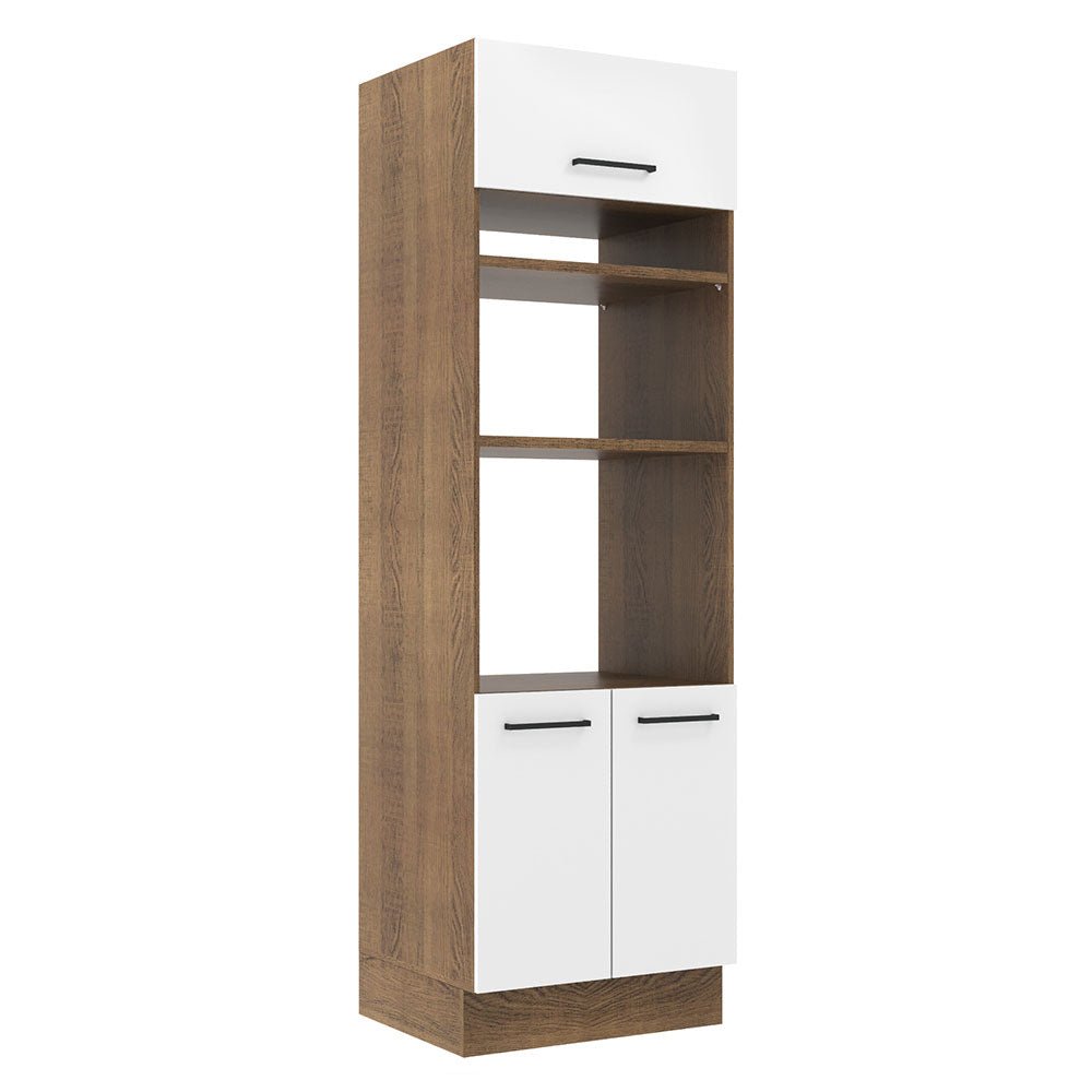 Mueble Microondas Agata Marron y Blanco 70x225cm sin Cajones y con Patas - ALACENAS Y MUEBLES MICROONDAS | Bylmo