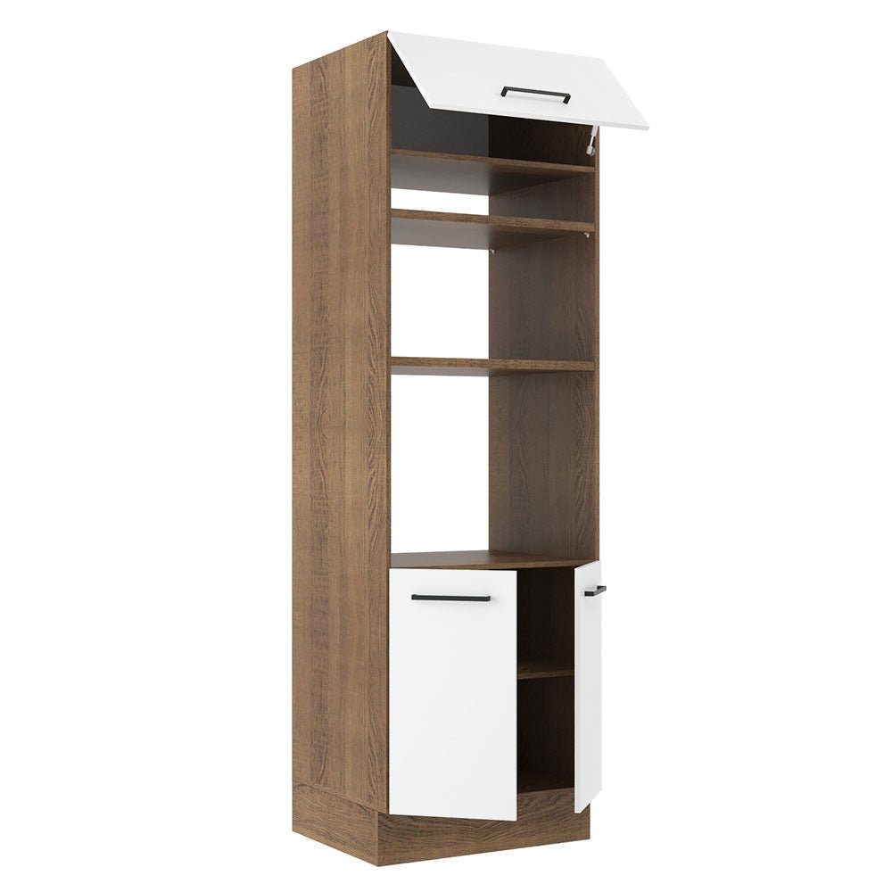 Mueble Microondas Agata Marron y Blanco 70x225cm sin Cajones y con Patas - ALACENAS Y MUEBLES MICROONDAS | Bylmo