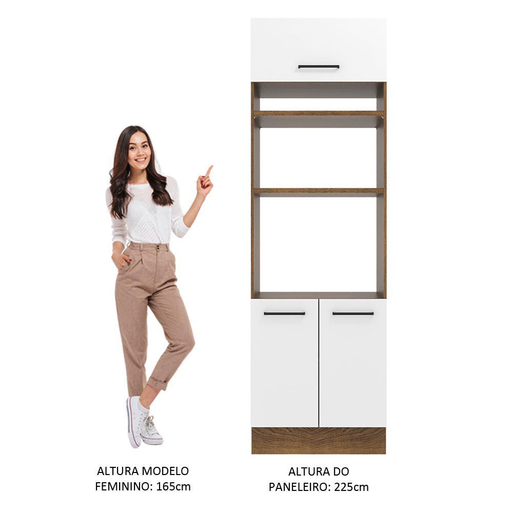 Mueble Microondas Agata Marron y Blanco 70x225cm sin Cajones y con Patas - ALACENAS Y MUEBLES MICROONDAS | Bylmo
