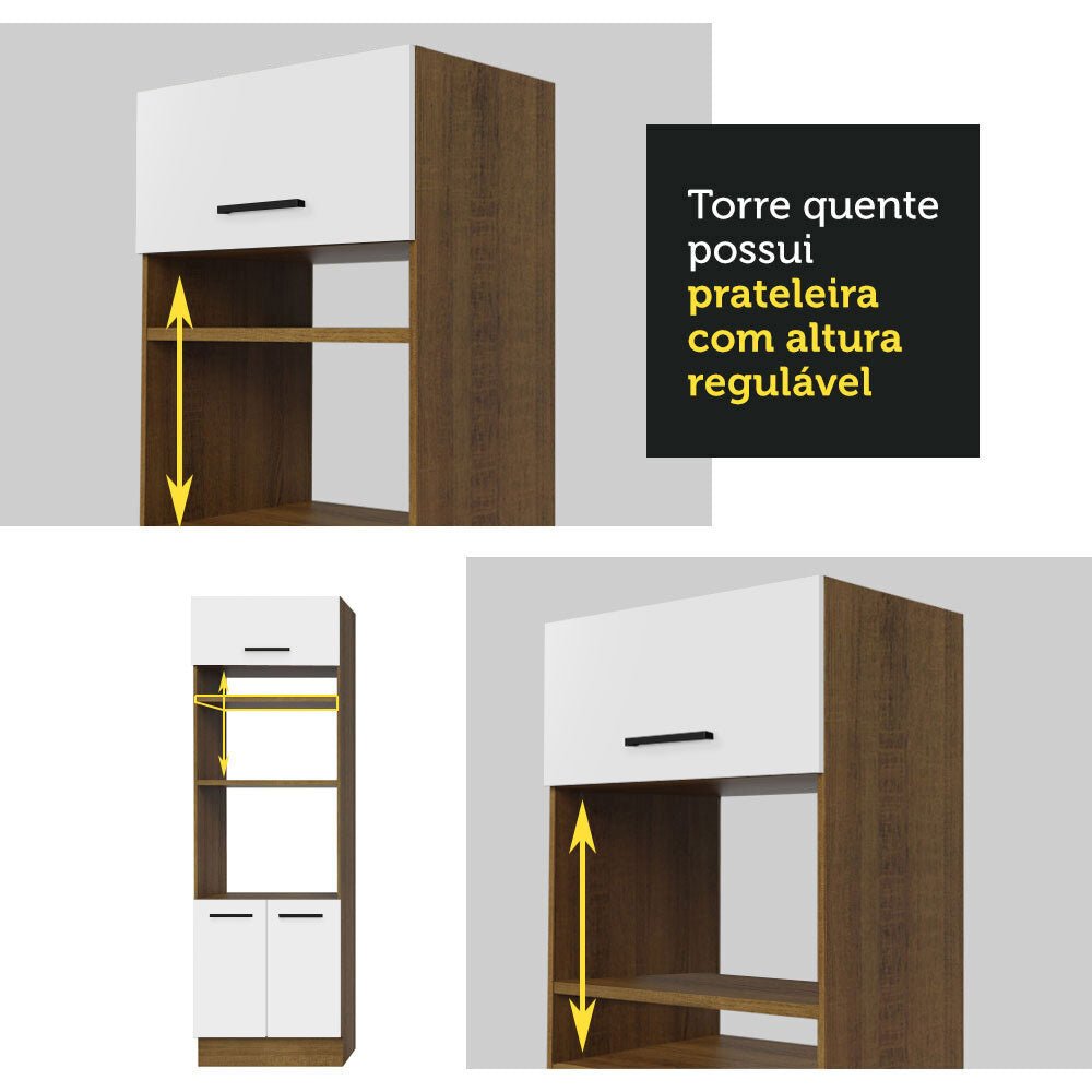 Mueble Microondas Agata Marron y Blanco 70x225cm sin Cajones y con Patas - ALACENAS Y MUEBLES MICROONDAS | Bylmo