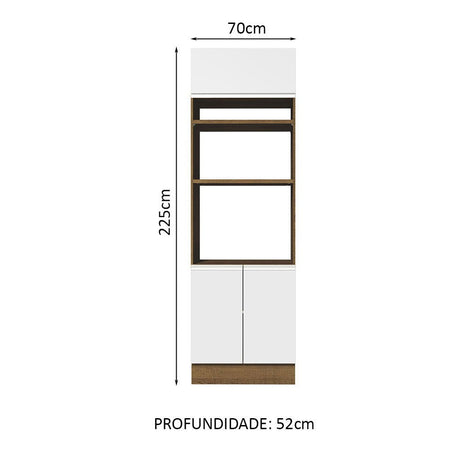 Mueble Microondas Glamy Marron y Blanco 70x225cm sin Cajones y con Patas - ALACENAS Y MUEBLES MICROONDAS | Bylmo