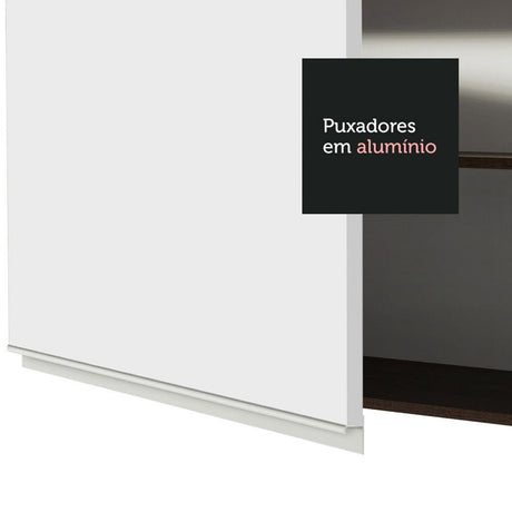 Mueble Microondas Glamy Marron y Blanco 70x225cm sin Cajones y con Patas - ALACENAS Y MUEBLES MICROONDAS | Bylmo