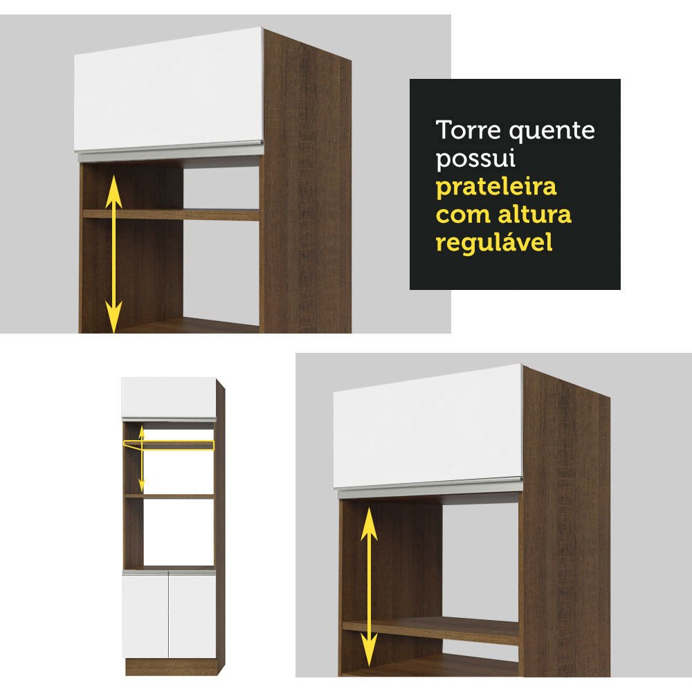 Mueble Microondas Glamy Marron y Blanco 70x225cm sin Cajones y con Patas - ALACENAS Y MUEBLES MICROONDAS | Bylmo