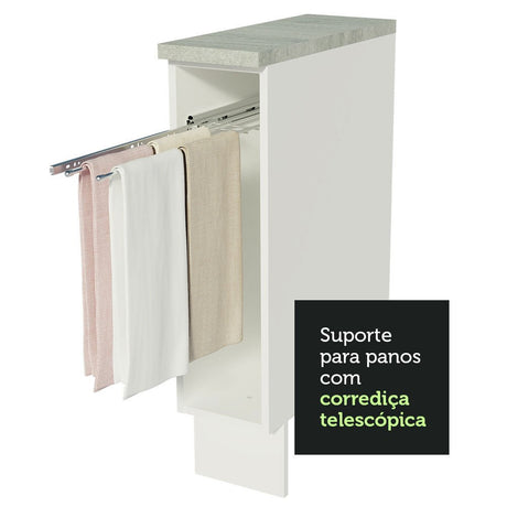 Mueble Auxiliar de Cocina Glamy Blanco 20x84cm con Patas y Mesón de Madera - BARRAS Y MUEBLES AUXILIARES | Bylmo