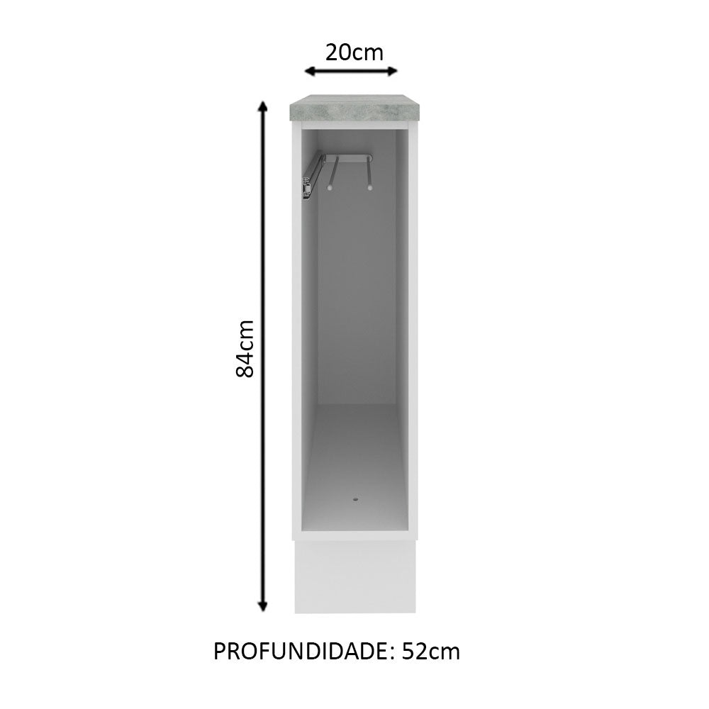 Mueble Auxiliar de Cocina Glamy Blanco 20x84cm con Patas y Mesón de Madera - BARRAS Y MUEBLES AUXILIARES | Bylmo