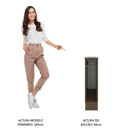 Mueble Auxiliar de Cocina Glamy Marron 20x84cm con Patas y Mesón de Madera - BARRAS Y MUEBLES AUXILIARES | Bylmo