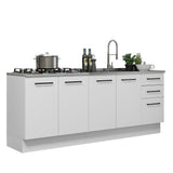 Set X 2 Muebles Inferiores de Cocina Agata Blanco 200x84cm sin Mesón sin Estufa y con Tres Cajones - MUEBLES INFERIORES DE COCINA | Bylmo