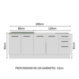 Set X 2 Muebles Inferiores de Cocina Agata Blanco 200x84cm sin Mesón sin Estufa y con Tres Cajones - MUEBLES INFERIORES DE COCINA | Bylmo