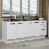 Set X 2 Muebles Inferiores de Cocina Agata Blanco 200x84cm sin Mesón sin Estufa y con Tres Cajones - MUEBLES INFERIORES DE COCINA | Bylmo