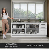 Set X 2 Muebles Inferiores de Cocina Agata Blanco 200x84cm sin Mesón sin Estufa y con Tres Cajones - MUEBLES INFERIORES DE COCINA | Bylmo