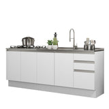 Set X 2 Muebles Inferiores de Cocina Glamy Blanco 200x84cm sin Mesón sin Estufa y con Tres Cajones - MUEBLES INFERIORES DE COCINA | Bylmo