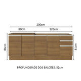 Set X 2 Muebles Inferiores de Cocina Glamy Marron 200x84cm sin Mesón sin Estufa y con Tres Cajones - MUEBLES INFERIORES DE COCINA | Bylmo