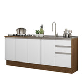 Set X 2 Muebles Inferiores de Cocina Glamy Marron y Blanco 200x84cm sin Mesón sin Estufa y con Tres Cajones - MUEBLES INFERIORES DE COCINA | Bylmo