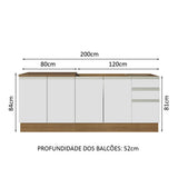 Set X 2 Muebles Inferiores de Cocina Glamy Marron y Blanco 200x84cm sin Mesón sin Estufa y con Tres Cajones - MUEBLES INFERIORES DE COCINA | Bylmo