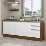 Set X 2 Muebles Inferiores de Cocina Glamy Marron y Blanco 200x84cm sin Mesón sin Estufa y con Tres Cajones - MUEBLES INFERIORES DE COCINA | Bylmo