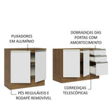 Set X 2 Muebles Inferiores de Cocina Glamy Marron y Blanco 200x84cm sin Mesón sin Estufa y con Tres Cajones - MUEBLES INFERIORES DE COCINA | Bylmo