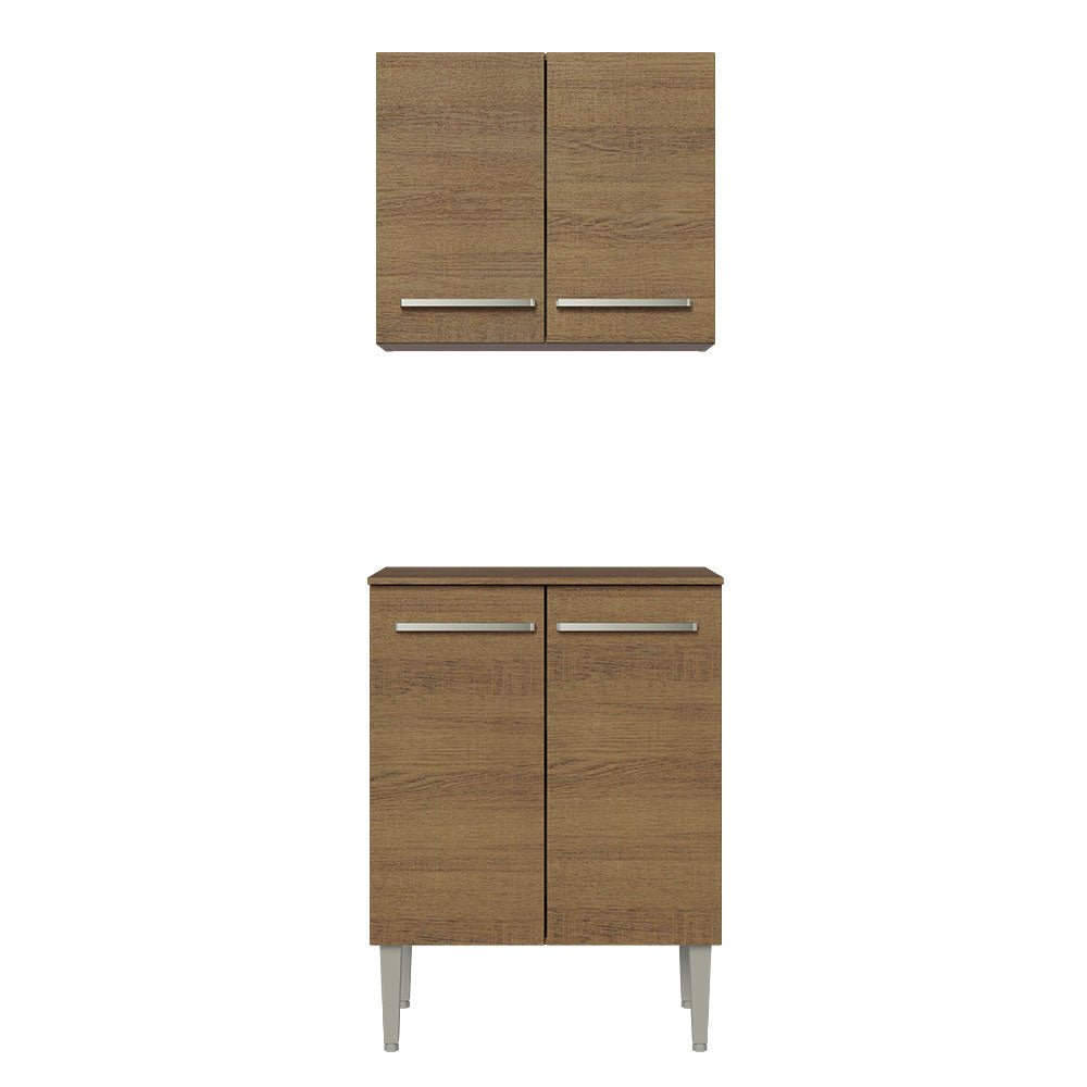 Cocina Emily Marron 64x186cm con Mesón de Madera y sin Estufa - COCINAS | Bylmo
