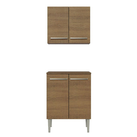 Cocina Emily Marron 64x186cm con Mesón de Madera y sin Estufa - COCINAS | Bylmo
