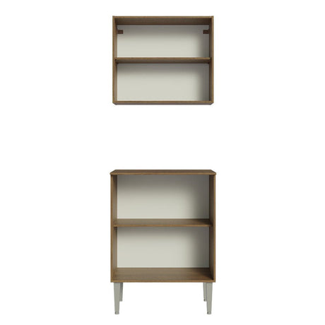 Cocina Emily Marron 64x186cm con Mesón de Madera y sin Estufa - COCINAS | Bylmo