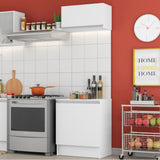 Cocina Topazio Blanco 60x210cm con Mesón de Madera y sin Estufa - COCINAS | Bylmo