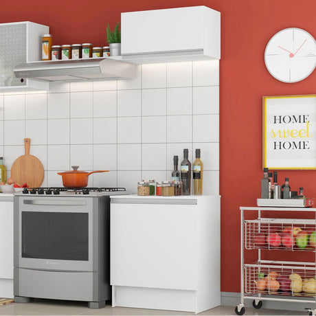 Cocina Topazio Blanco 60x210cm con Mesón de Madera y sin Estufa - COCINAS | Bylmo