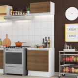 Cocina Topazio Blanco y Marron 60x210cm con Mesón de Madera y sin Estufa - COCINAS | Bylmo